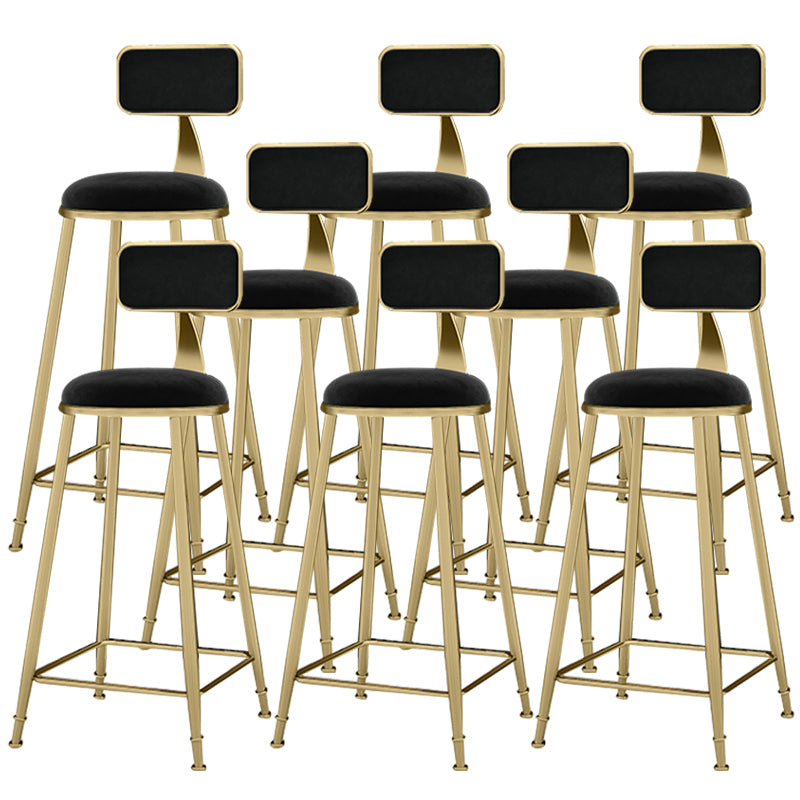 Scandinavian Armless Metal Frame Bar Stool Low Back Upholstered Bar Stool