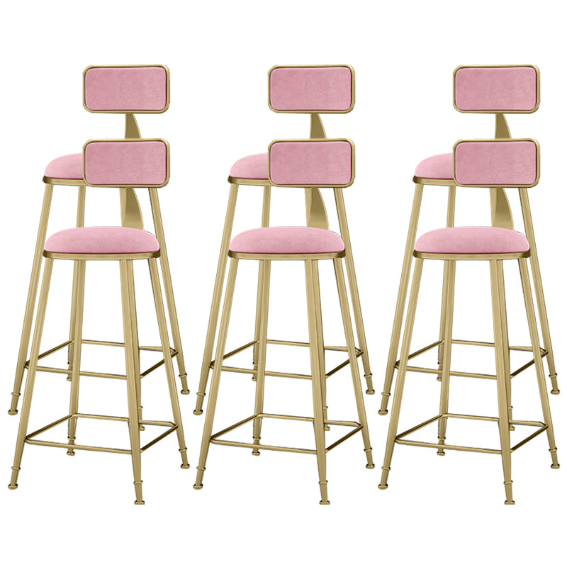 Scandinavian Armless Metal Frame Bar Stool Low Back Upholstered Bar Stool