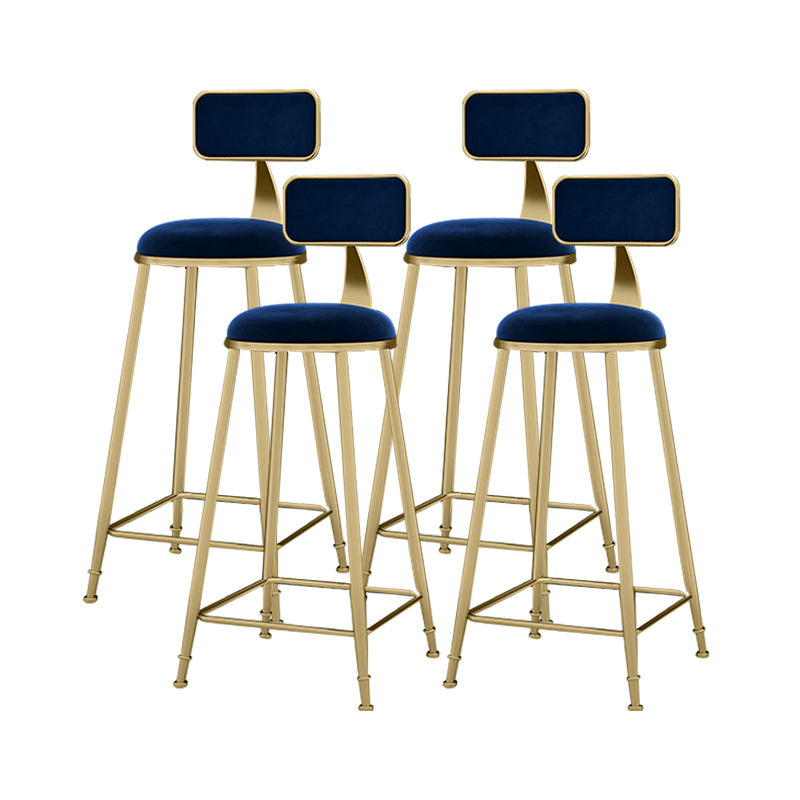 Scandinavian Armless Metal Frame Bar Stool Low Back Upholstered Bar Stool