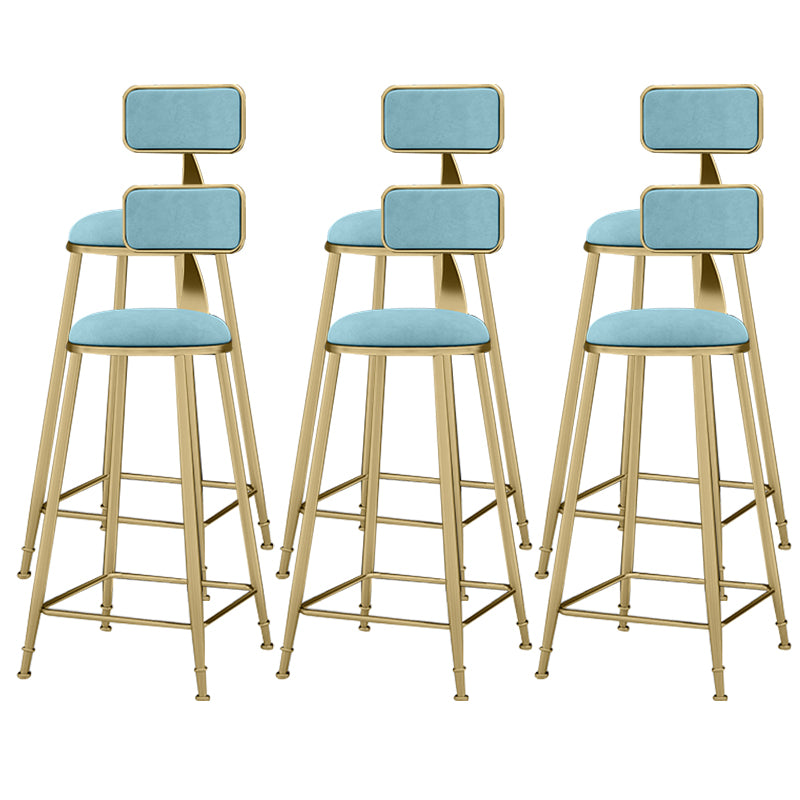 Scandinavian Armless Metal Frame Bar Stool Low Back Upholstered Bar Stool