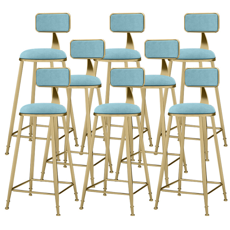 Scandinavian Armless Metal Frame Bar Stool Low Back Upholstered Bar Stool