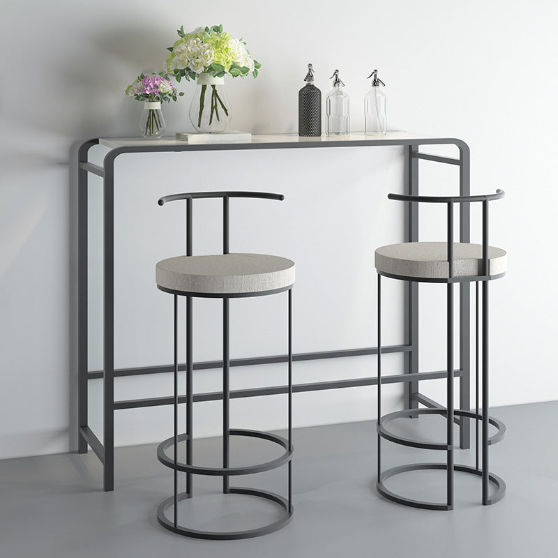 Contemporary Upholstered Counter Stool Bar-height Bar Stool with Metal Base