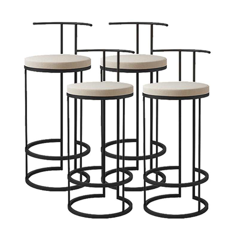 Contemporary Upholstered Counter Stool Bar-height Bar Stool with Metal Base