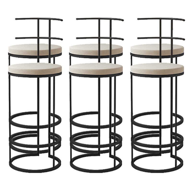 Contemporary Upholstered Counter Stool Bar-height Bar Stool with Metal Base