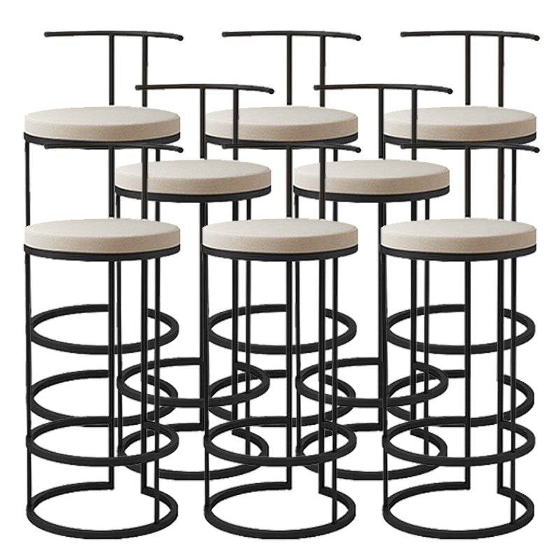 Contemporary Upholstered Counter Stool Bar-height Bar Stool with Metal Base