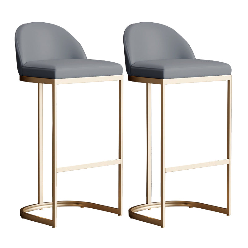 Modern Upholstered Counter Stool Bar-height Low Back Bar Stool with Footrest
