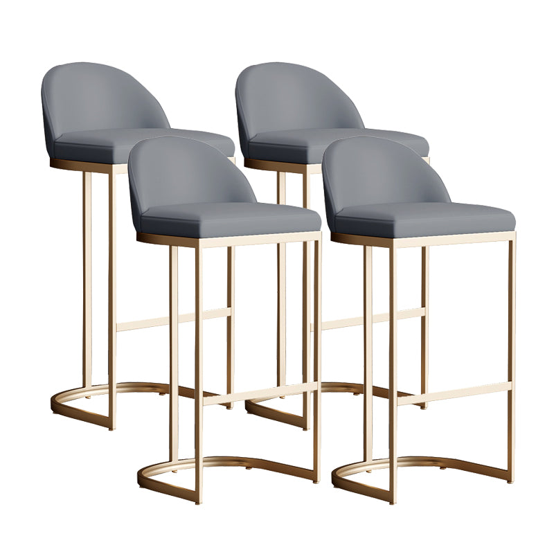 Modern Upholstered Counter Stool Bar-height Low Back Bar Stool with Footrest