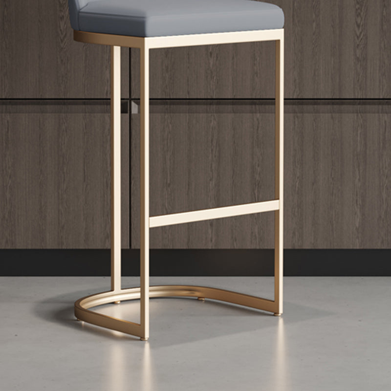 Modern Upholstered Counter Stool Bar-height Low Back Bar Stool with Footrest