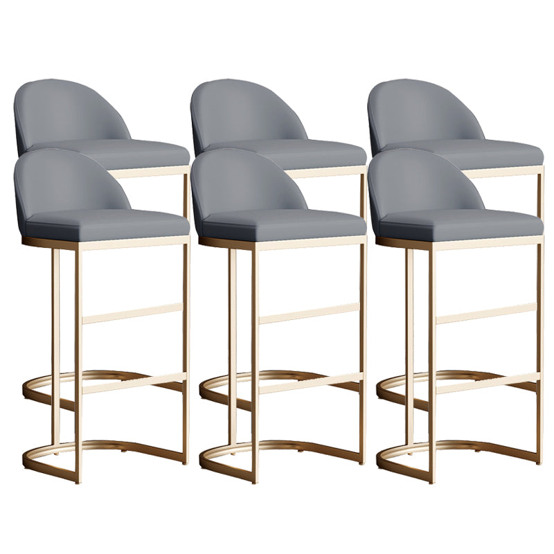 Modern Upholstered Counter Stool Bar-height Low Back Bar Stool with Footrest