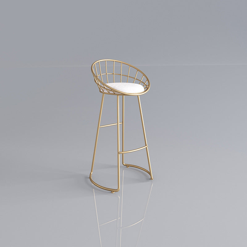 Modern Upholstered Counter Stool Bar-height Low Back Bar Stool with Footrest