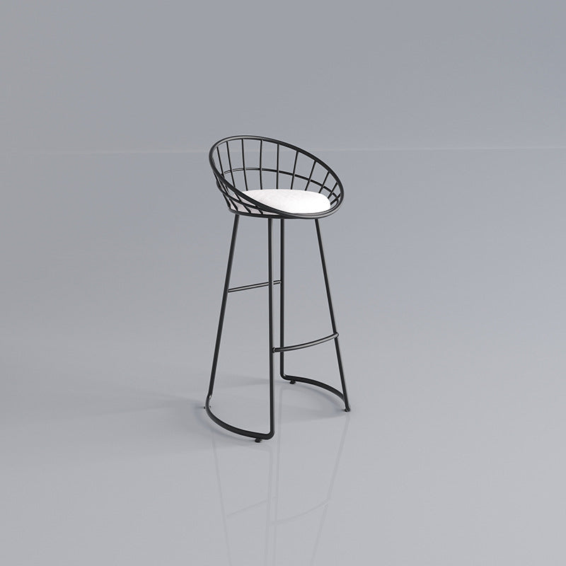 Modern Upholstered Counter Stool Bar-height Low Back Bar Stool with Footrest