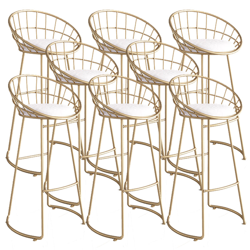 Modern Upholstered Counter Stool Bar-height Low Back Bar Stool with Footrest