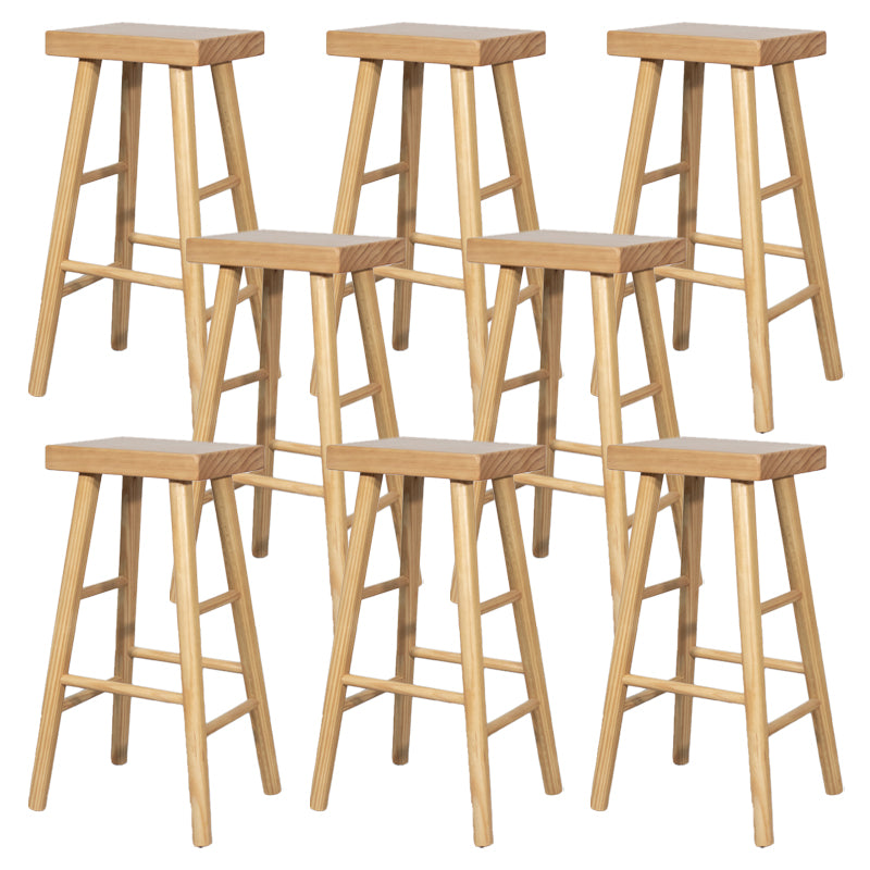 Indoor Rectangle Backless Bar Stool Pine Solid Wood Bar Stool in Natural