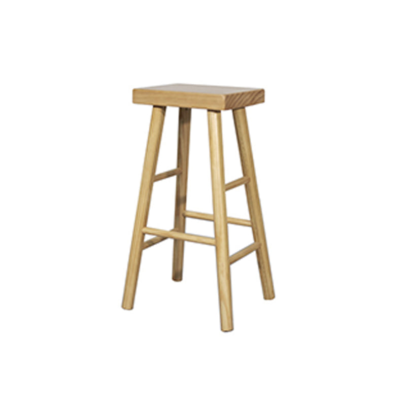 Indoor Rectangle Backless Bar Stool Pine Solid Wood Bar Stool in Natural