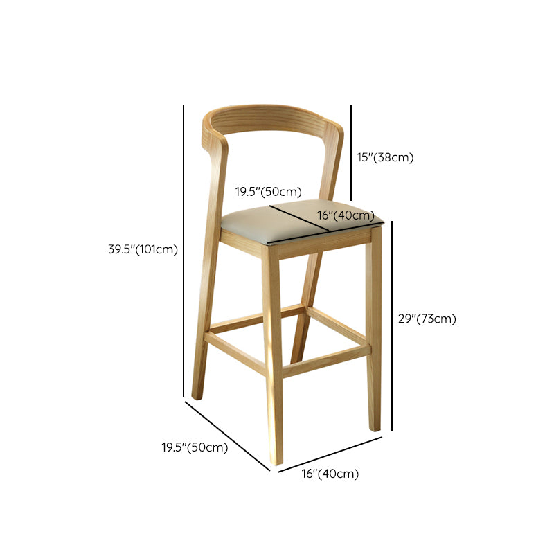 Scandinavian Bar Stool Ash Solid Wood Frame Bar Height Stool