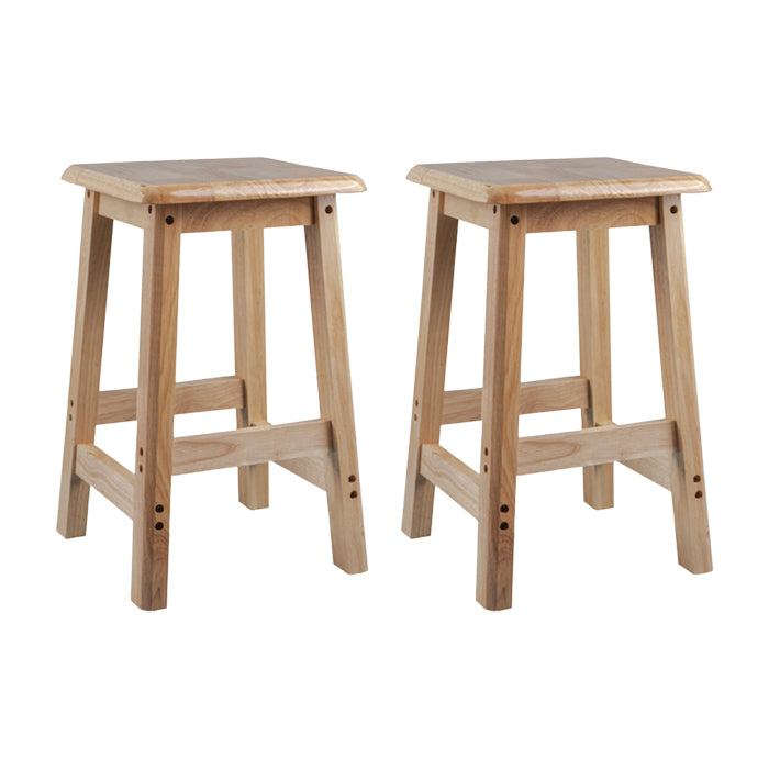 Contemporary Backless Square Seat Indoor Solid Wood Bar Stool