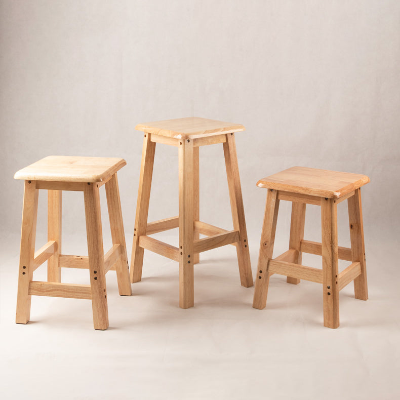 Contemporary Backless Square Seat Indoor Solid Wood Bar Stool