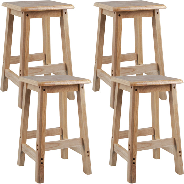 Contemporary Backless Square Seat Indoor Solid Wood Bar Stool