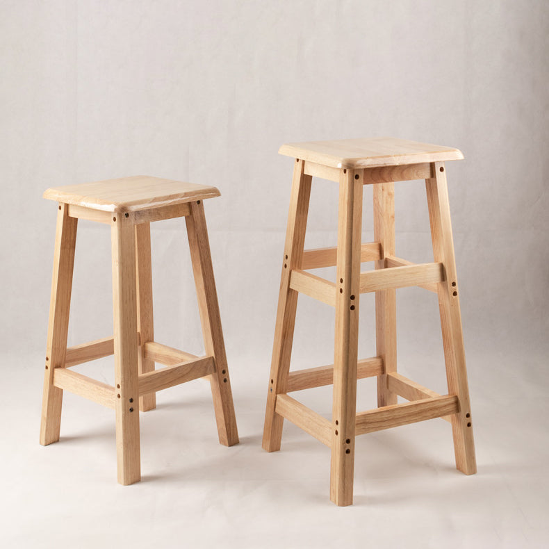Contemporary Backless Square Seat Indoor Solid Wood Bar Stool