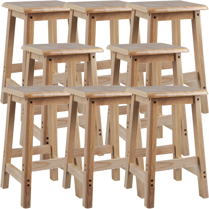 Contemporary Backless Square Seat Indoor Solid Wood Bar Stool