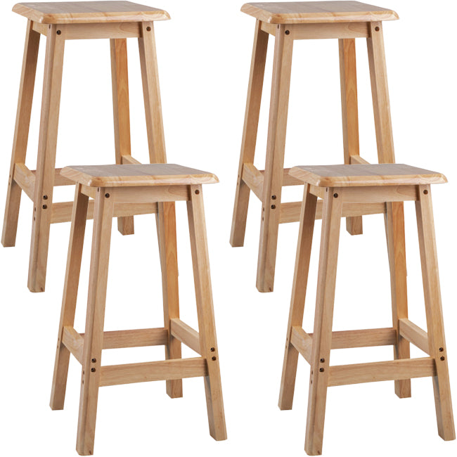 Contemporary Backless Square Seat Indoor Solid Wood Bar Stool
