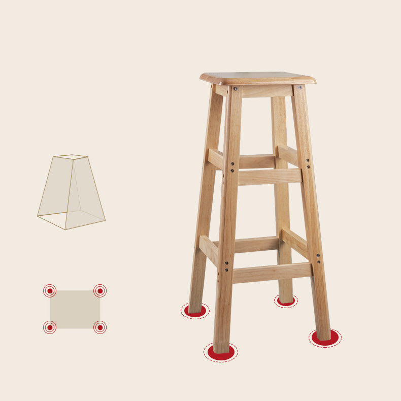 Contemporary Backless Square Seat Indoor Solid Wood Bar Stool