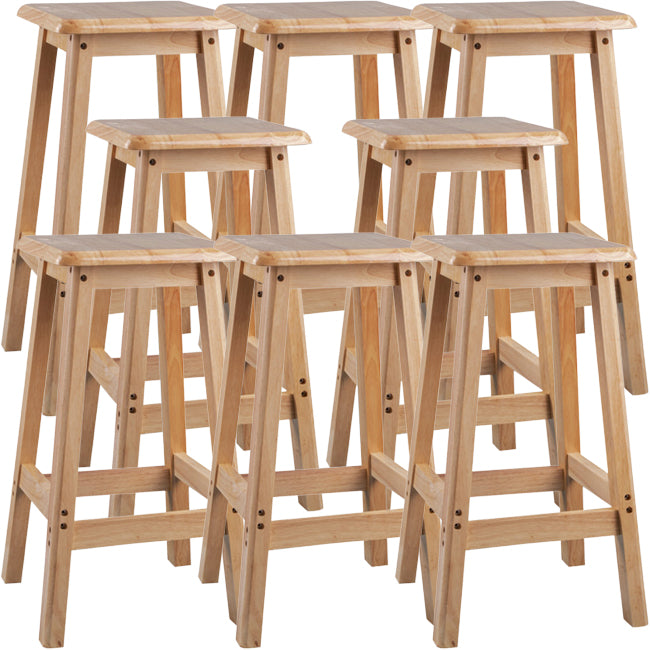 Contemporary Backless Square Seat Indoor Solid Wood Bar Stool
