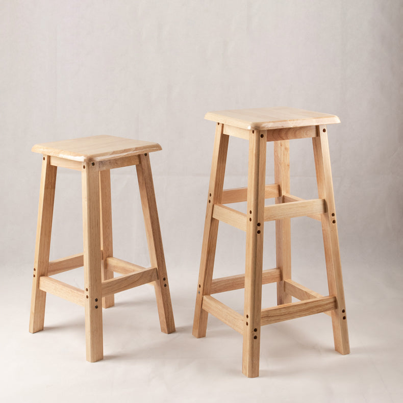 Contemporary Backless Square Seat Indoor Solid Wood Bar Stool