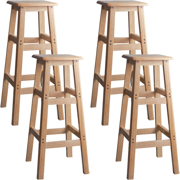 Contemporary Backless Square Seat Indoor Solid Wood Bar Stool
