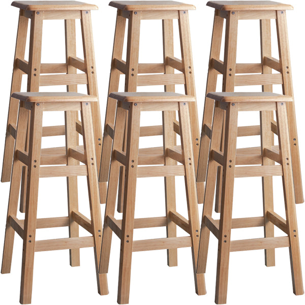 Contemporary Backless Square Seat Indoor Solid Wood Bar Stool