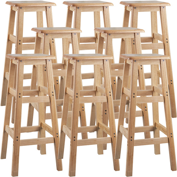 Contemporary Backless Square Seat Indoor Solid Wood Bar Stool