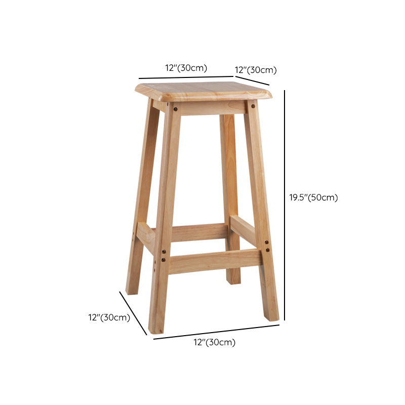 Contemporary Backless Square Seat Indoor Solid Wood Bar Stool