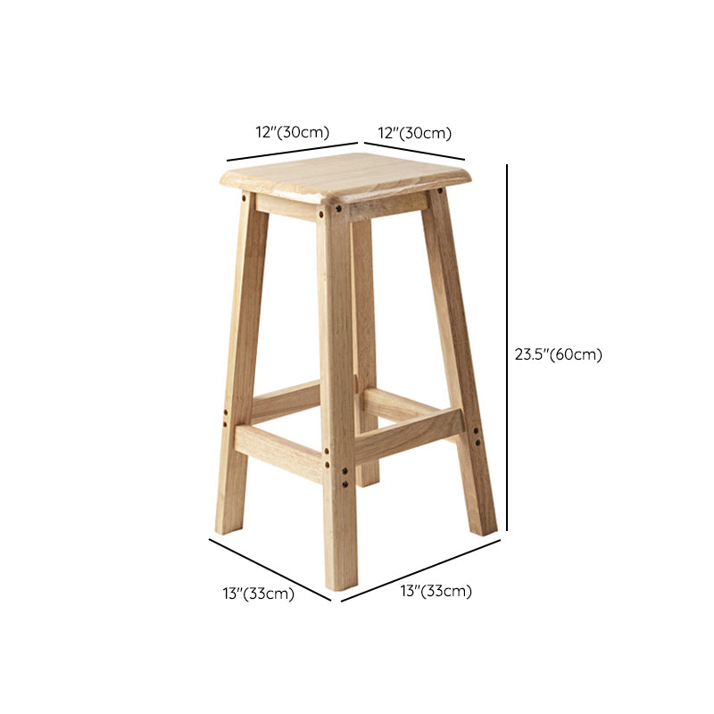 Contemporary Backless Square Seat Indoor Solid Wood Bar Stool