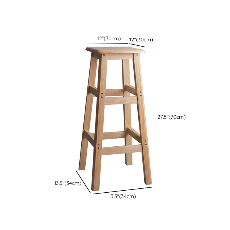 Contemporary Backless Square Seat Indoor Solid Wood Bar Stool