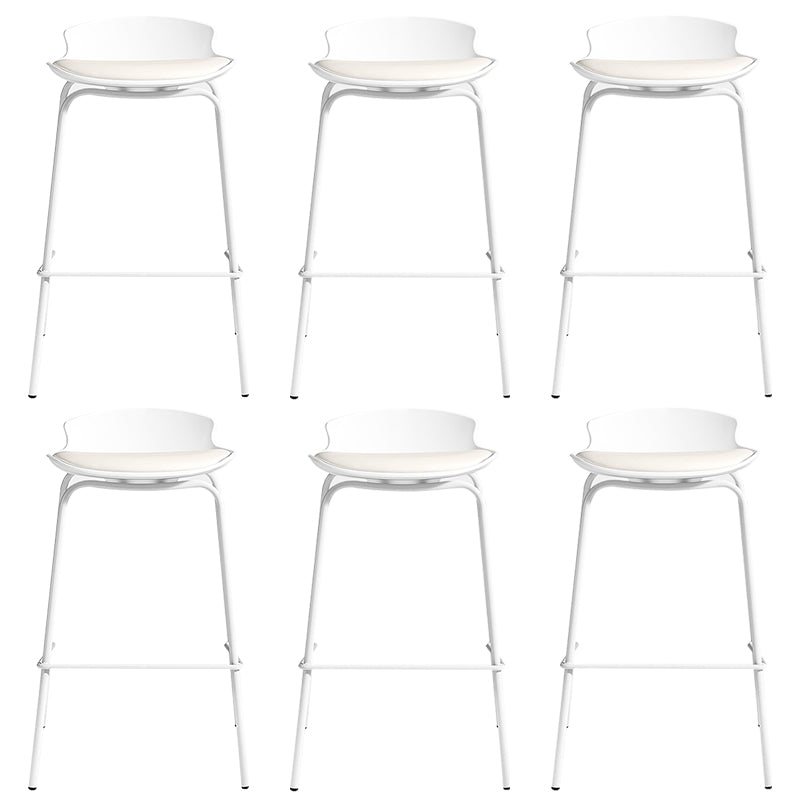 Contemporary Metal Frame Bar Stool White Plastic Bucket Seat for Living Room