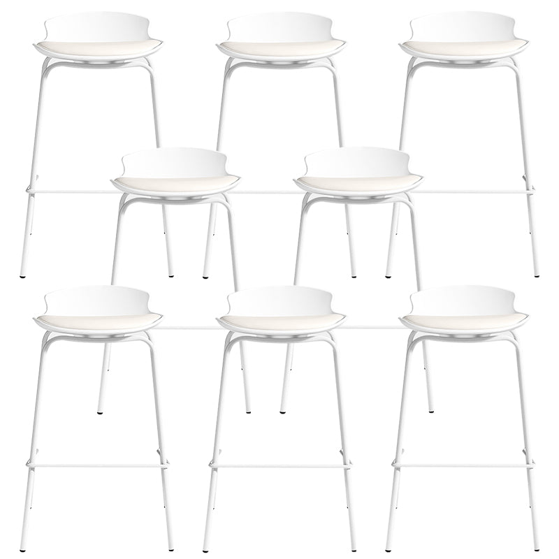 Contemporary Metal Frame Bar Stool White Plastic Bucket Seat for Living Room