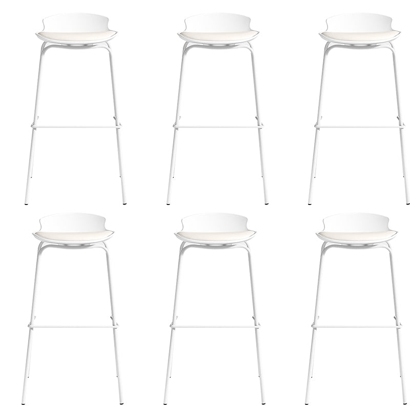 Contemporary Metal Frame Bar Stool White Plastic Bucket Seat for Living Room