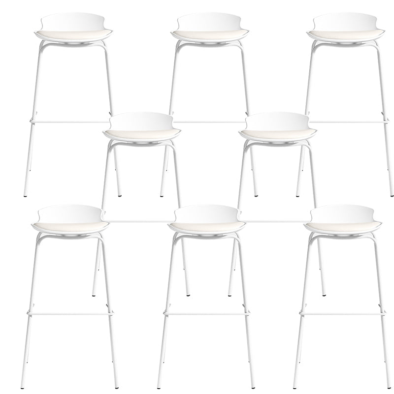 Contemporary Metal Frame Bar Stool White Plastic Bucket Seat for Living Room