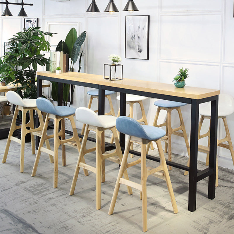 Low Back Upholstered Bar Stool Indoor Scandinavian Solid Wood Frame Bar Stool