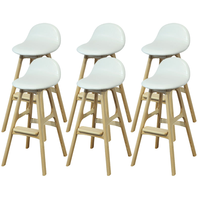 Low Back Upholstered Bar Stool Indoor Scandinavian Solid Wood Frame Bar Stool