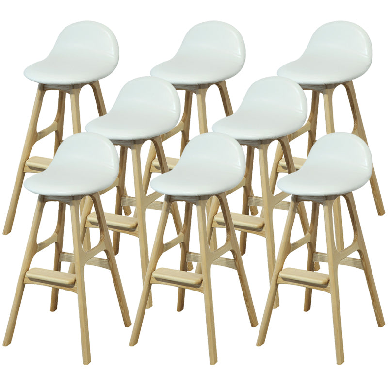 Low Back Upholstered Bar Stool Indoor Scandinavian Solid Wood Frame Bar Stool