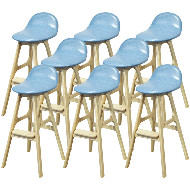 Low Back Upholstered Bar Stool Indoor Scandinavian Solid Wood Frame Bar Stool