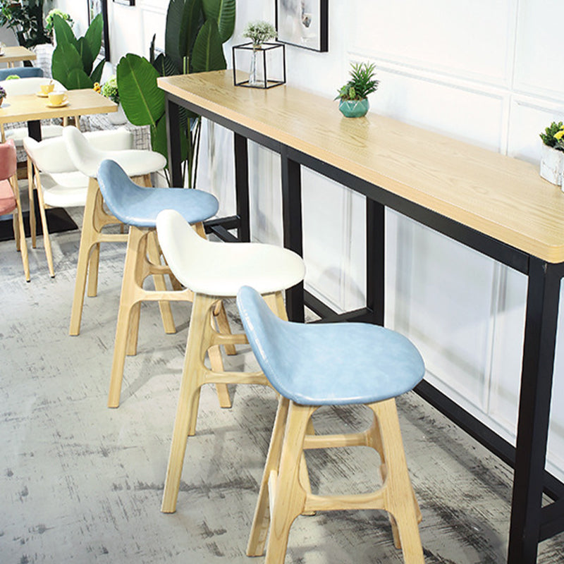 Low Back Upholstered Bar Stool Indoor Scandinavian Solid Wood Frame Bar Stool