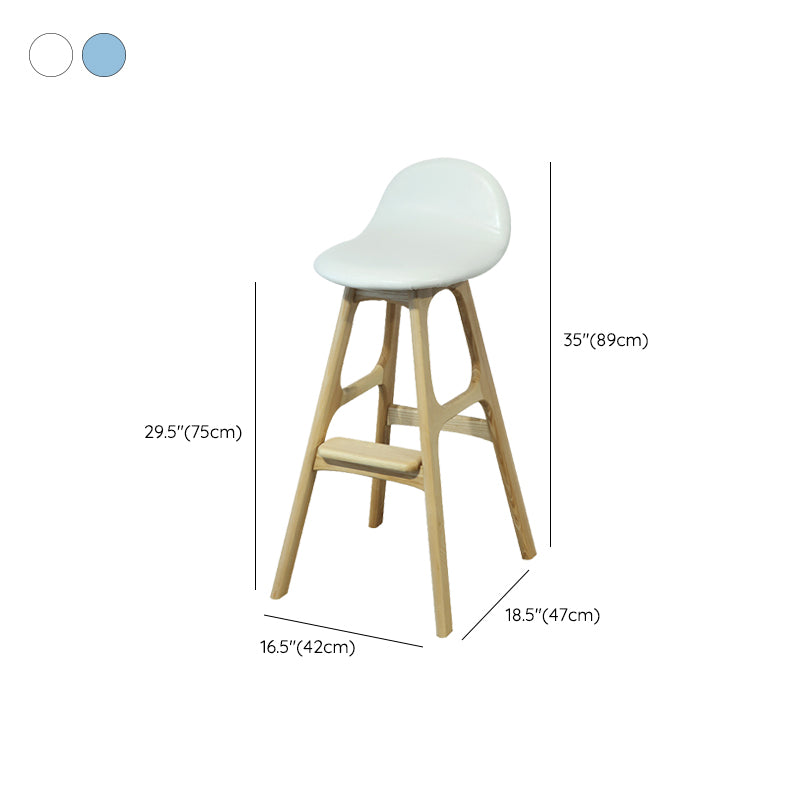 Low Back Upholstered Bar Stool Indoor Scandinavian Solid Wood Frame Bar Stool