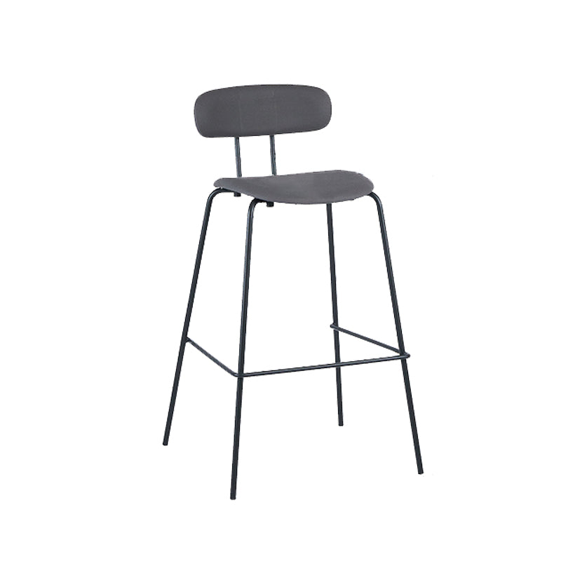 Modern Backrest Armless Counter Stool Leather Upholstered Bar Stool with Metal Base