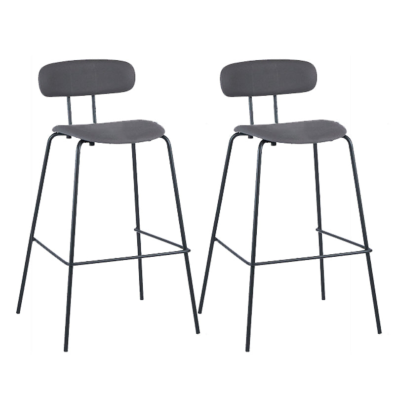 Modern Backrest Armless Counter Stool Leather Upholstered Bar Stool with Metal Base