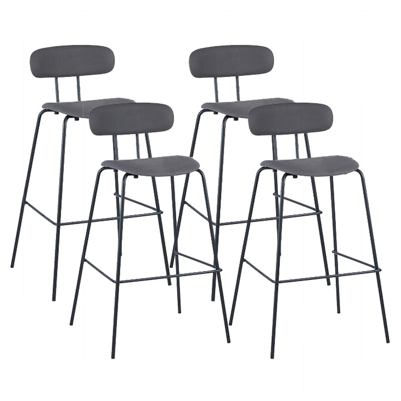Modern Backrest Armless Counter Stool Leather Upholstered Bar Stool with Metal Base