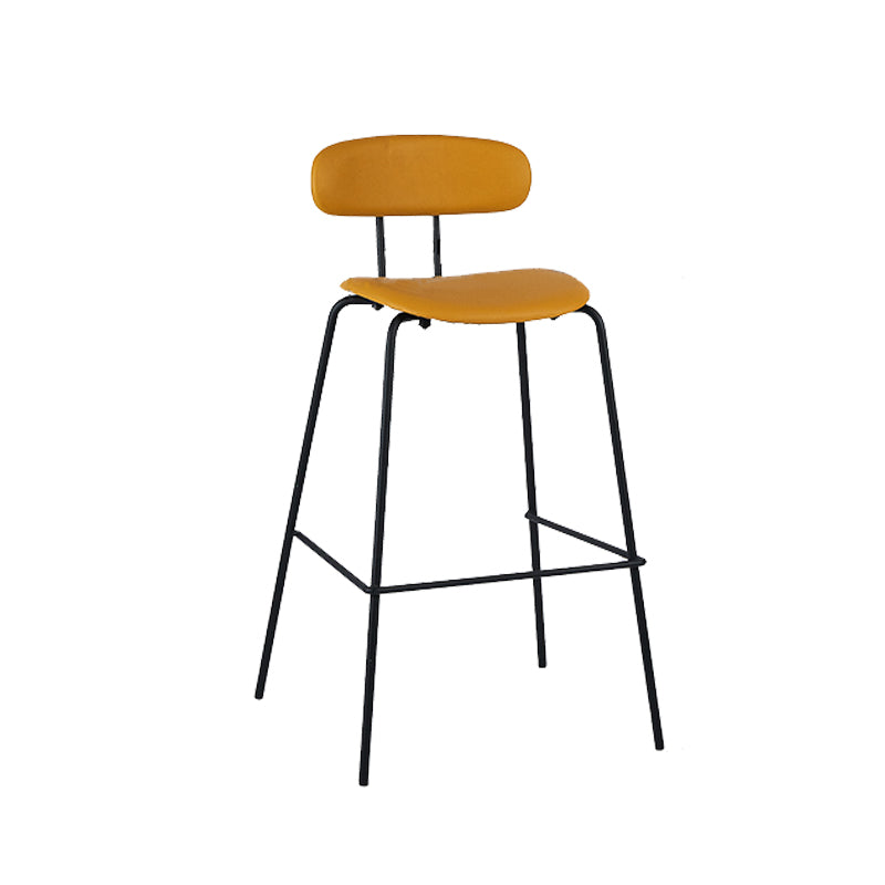Modern Backrest Armless Counter Stool Leather Upholstered Bar Stool with Metal Base