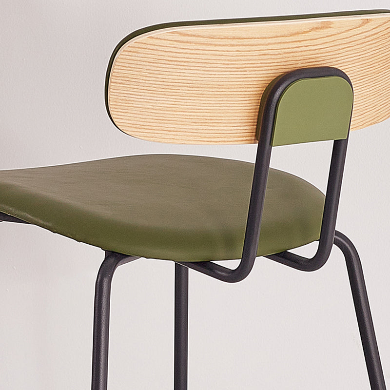 Modern Backrest Armless Counter Stool Leather Upholstered Bar Stool with Metal Base