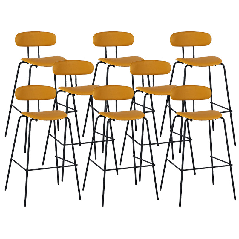 Modern Backrest Armless Counter Stool Leather Upholstered Bar Stool with Metal Base